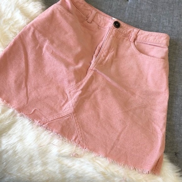 Altar'd State Dresses & Skirts - Altar’d state pink corduroy raw hem skirt sz.XS
